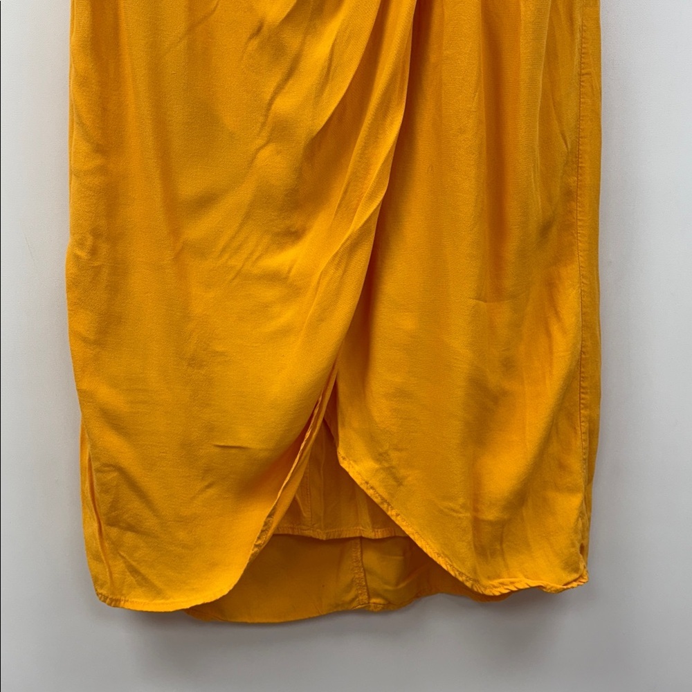 Ann Taylor LOFT Woven Twist Front Slit Midi Skirt Boho Golden Yellow 12 - Picture 4 of 8